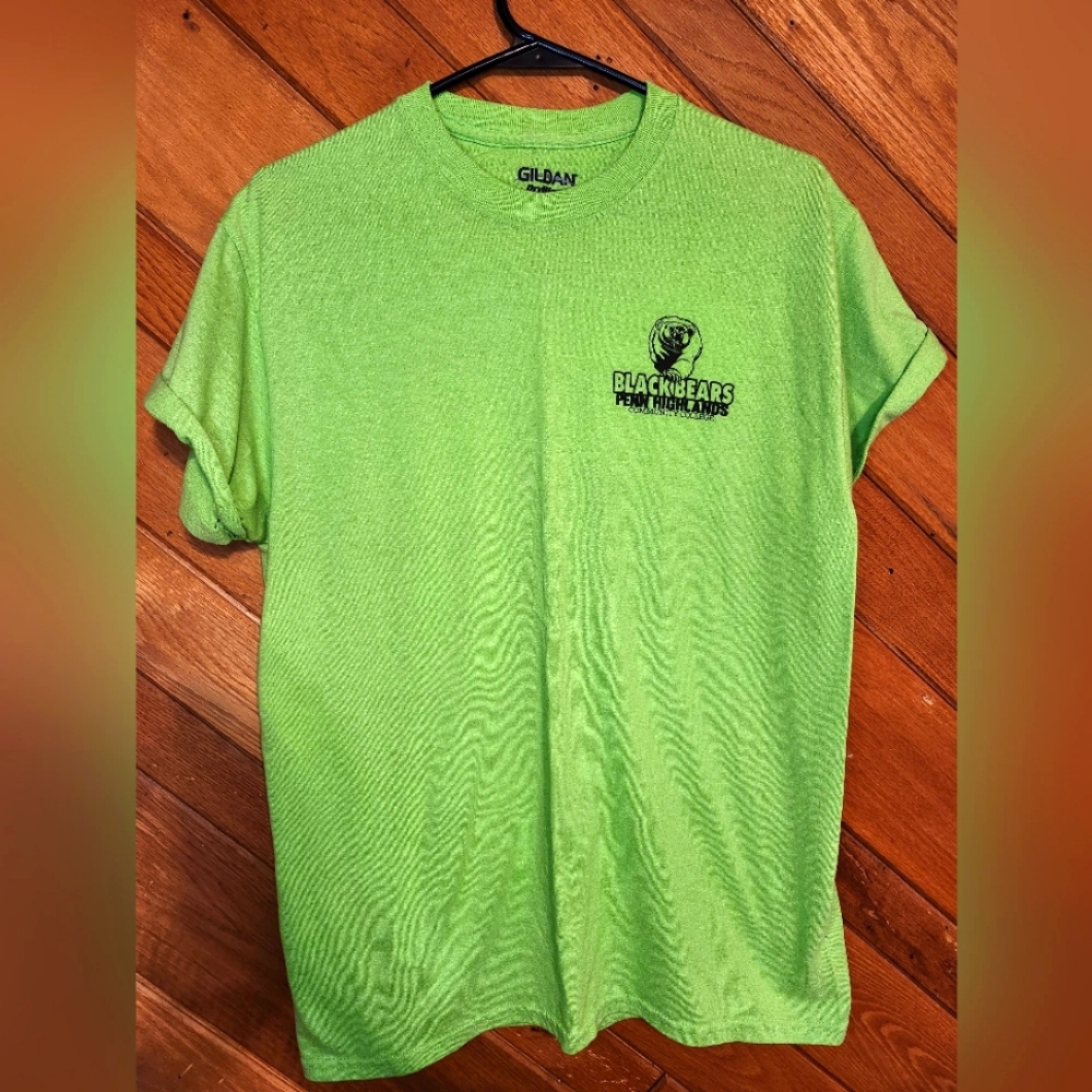 Gildan dry blend lime green and black Penn Highlands Black Bears medium tshirt